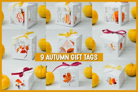 9 Autumn Gift Box Template SVG for 3D Fall Design
