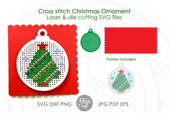 Cross Stitch Christmas Ornament SVG: Graphics & Patterns