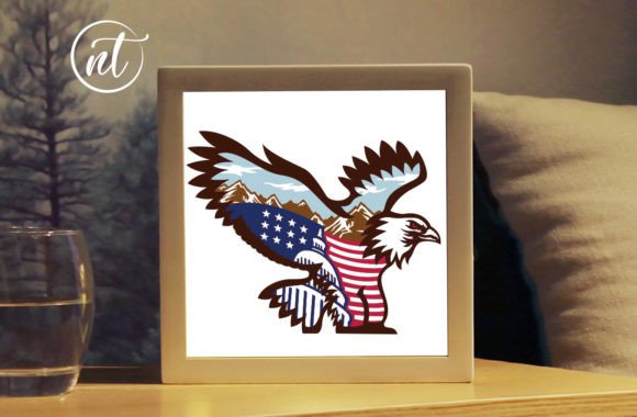Eagle Flag Shadow Box: 3D SVG for Shadow Boxes