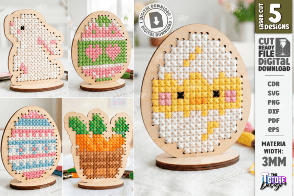 Easter Cross Stitch Laser Cutting for Spring Easter