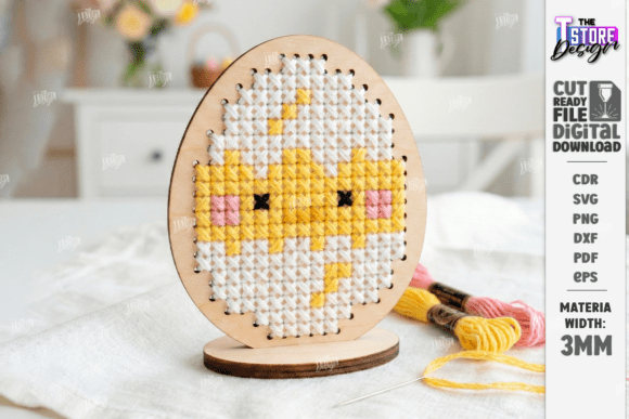 Easter Cross Stitch Ornament Laser Cutting for Spring Easter
