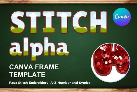 Faux Embroidery Canva Frame Letters: Graphics
