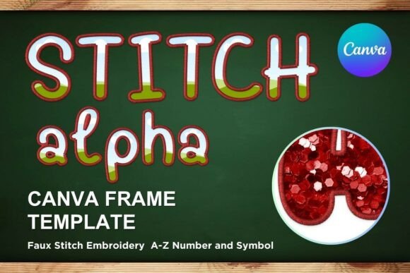 Faux Embroidery Canva Frame Letters: Graphics Review