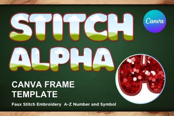 Faux Embroidery Canva Frame Letters: Premium Graphics