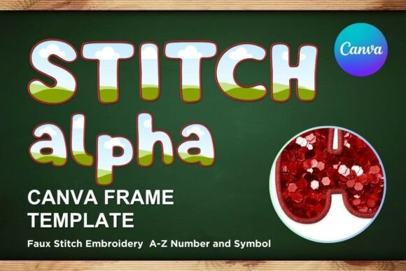 Faux Embroidery Canva Frame Letters: Premium Graphics