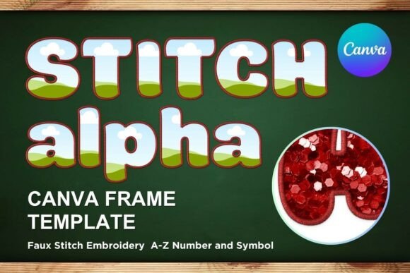 Faux Embroidery Canva Frame Letters: Premium Graphics