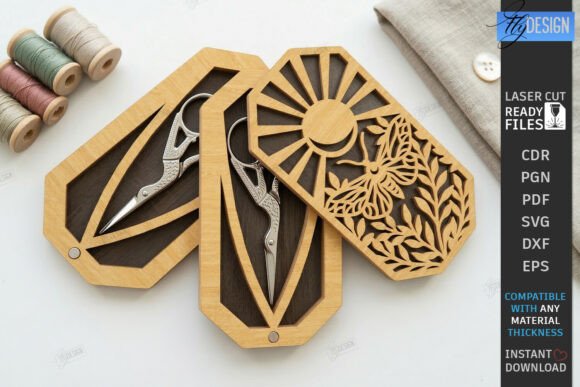 Laser Cutting Art Design: Embroidery Scissors Case