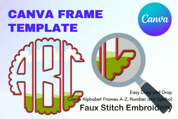 Monogram Faux Embroidery Canva Frame Graphics