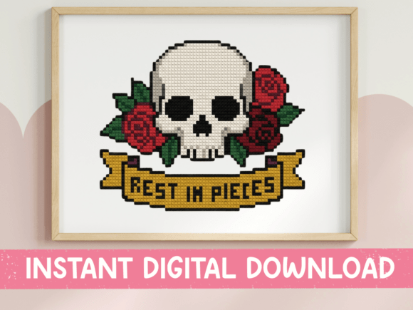 Rest in Pieces Skull Graphics & T-Shirt Designs