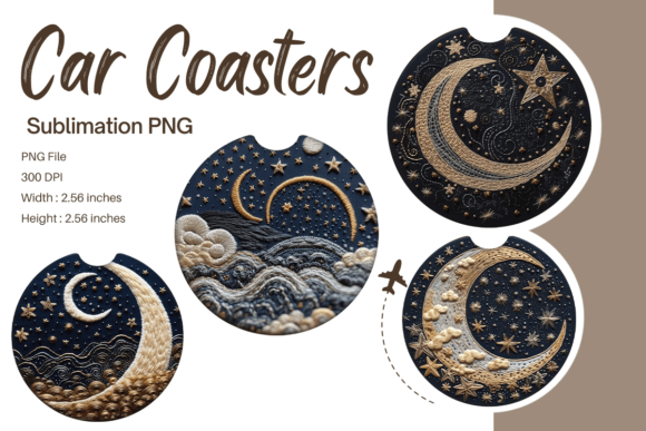 Reviewing the 3D Moon Star Embroidery Car Coaster PNG