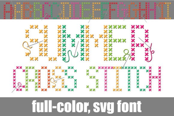 Summer Cross Stitch: Color Fonts for Creative Design